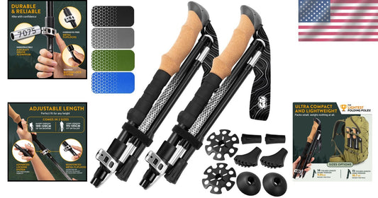 Adjustable Lightweight Hiking Poles with Comfortable Cork Grips - Travel Ready!