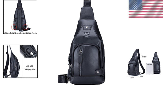 Versatile Genuine Leather Men’s Sling Bag - Casual Crossbody for Essentials