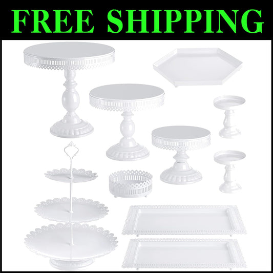 Multi-Style Cake Stand Set: 3-Tier, Round, and Rectangular for Every Event