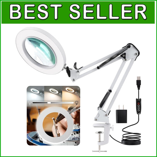 10X Magnifying Lamp with Adjustable Arm & LED Light - Ultimate Craft Companion