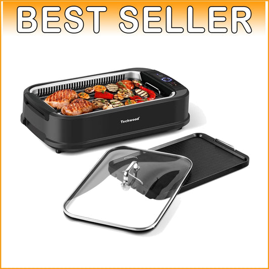 Large Surface Smokeless Grill with Tempered Glass Lid – Cook Delicious Meals