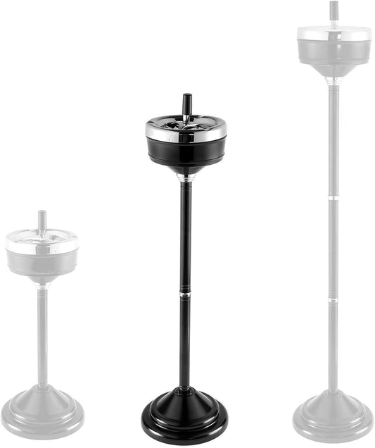 Adjustable Height Stainless Steel Self-Cleaning Ashtray for Indoor/Outdoor Use