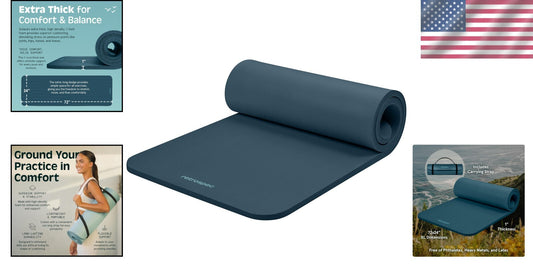 Solana 1" Thick Yoga Mat - Durable, Non-Slip with Nylon Strap for All Workouts