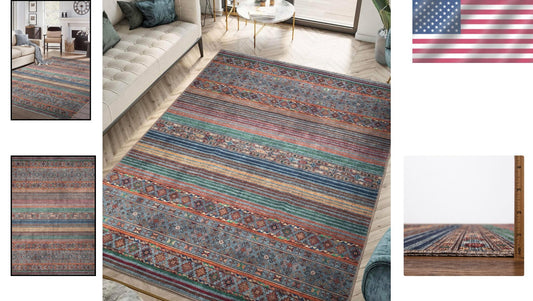 Durable 5' x 7' Vintage Moroccan Rug - Machine Washable, Non-Slip Backing