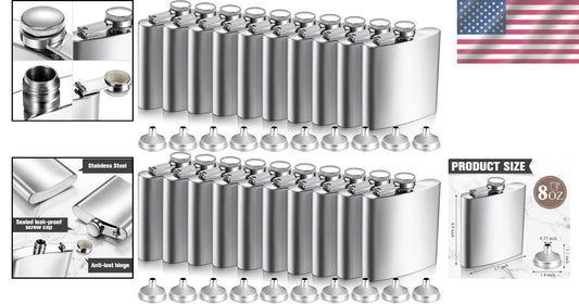Elegant 20-Set Stainless Steel Hip Flasks with Funnels - 8oz for Every Occasion