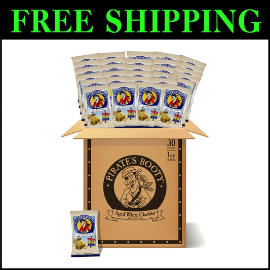 Delicious Pirate's Booty Aged White Cheddar Puffs - 30 Pack, Gluten-Free Snacks