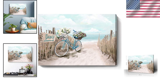 Chic 24x16 Coastal Wall Art - Relaxing Seascape Canvas for Bedroom and Bathroom