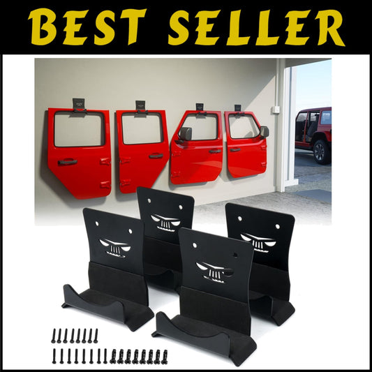 Rubber-Lined Wall Mount Door Holders Compatible with 1956-2024 Jeep Wrangler