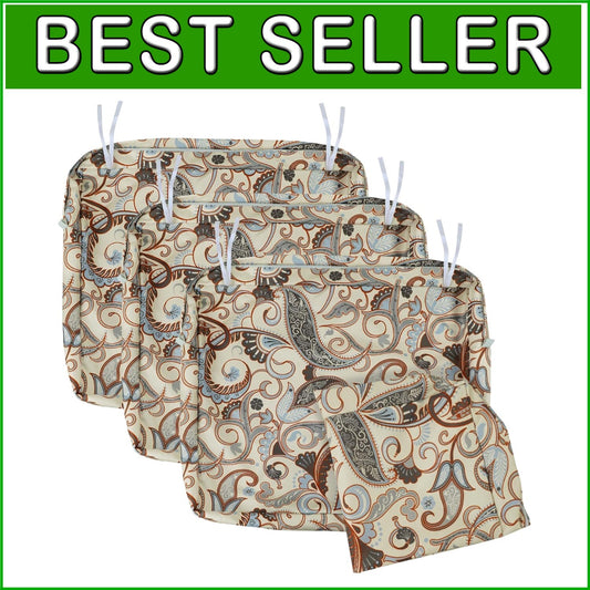 UV-Resistant Vintage Cushion Slip Covers with Ties - Fits 24x22x4 Inch Chairs