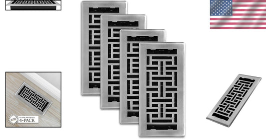 Elegant 4-Pack of 4x10 Vent Covers in Brushed Nickel Finish for Home Decor