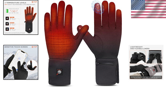Thin & Flexible Electric Heated Gloves with Touch Sensors for Outdoor Activities