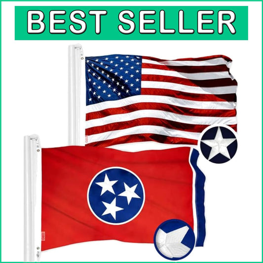 Patriotic Flag Set: 3x5 Ft American & Tennessee Flags - Embroidered Durability