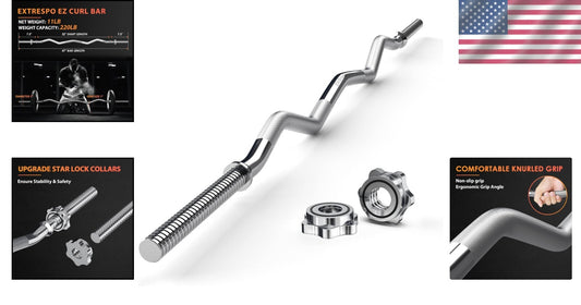 Durable 47" Curl Bar with Knurled Grip - Perfect for Biceps & Triceps Workouts