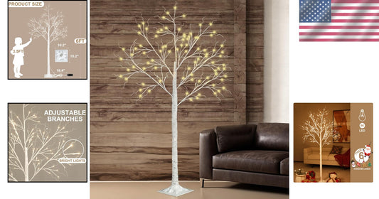 Customizable 6FT Birch Tree with 96 LED Lights - Ideal for Holidays and Events