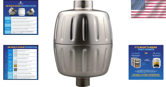 Brushed Nickel Shower Filter - 30x Filtration System for Healthier Skin & Hair