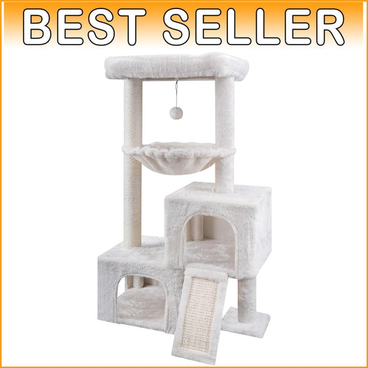 Multifunctional 37.4" Cat Tree with Cozy Perch and Twin Cat Condos - Beige