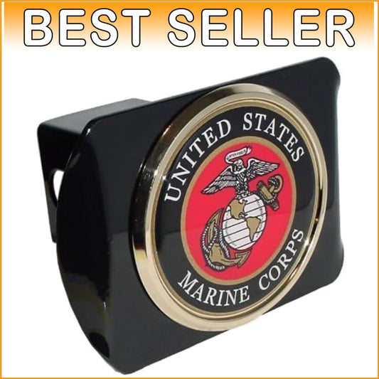 Officially Licensed USMC Gold Plated Hitch Cover Fits 2" Trailer Receivers