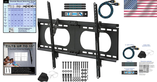 Heavy-Duty Tilt Wall Mount for 37-100" Flat or Curved TVs, Easy Installation