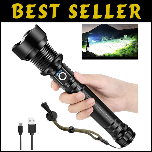 Adventure-Ready Tactical LED Flashlight: 990000 Lumens, Lightweight & Waterproof