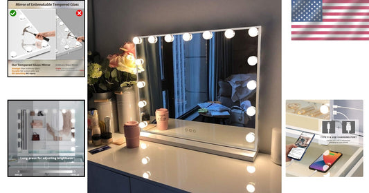 Elegant Dimmable Vanity Mirror with Touch Controls & 10X Magnifying Feature