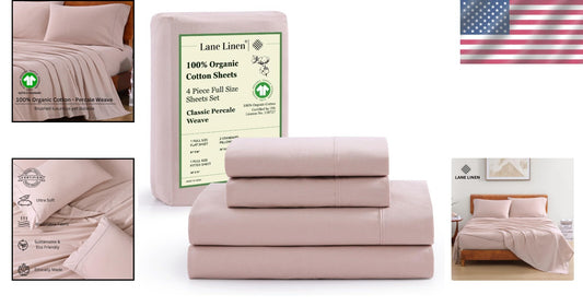 Soft Percale Full Size Cotton Sheet Set – Machine Washable, Fade Resistant