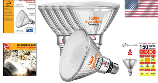 Energy-Efficient Glass Flood Light Bulbs - 150W Equivalent, 3000K Bright White