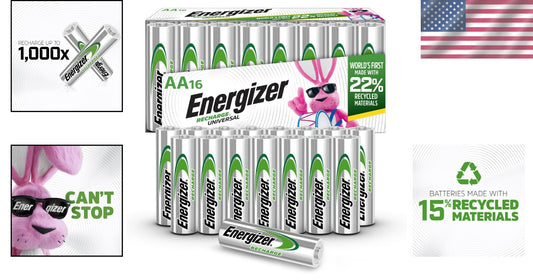 16 Count Rechargeable AA Batteries with Leak-Proof Design & 5-Year Lifespan
