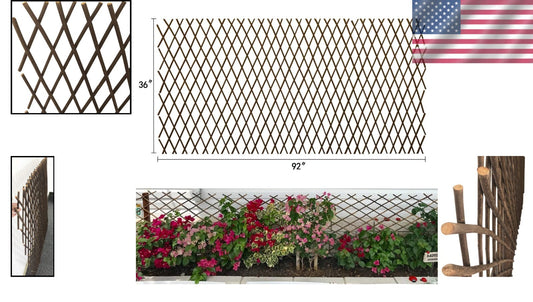 Durable Willow Trellis for Climbing Roses & Ivy - 92"w X 36"h Expandable Design