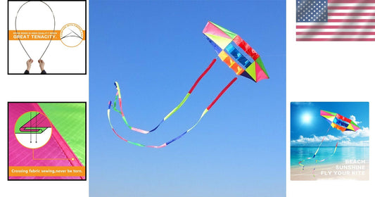 Durable Nylon Rainbow Box Kite - 98-Inch Large with Pre-assembled Convenience