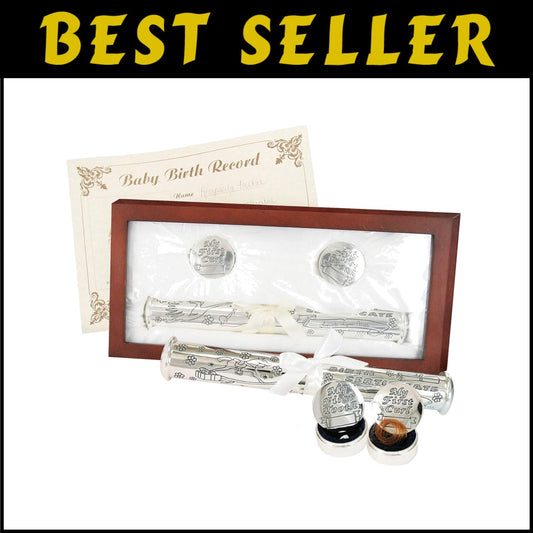 Rosewood Baby Memory Set with Engraved Silver Birth Certificate Holder & Boxes