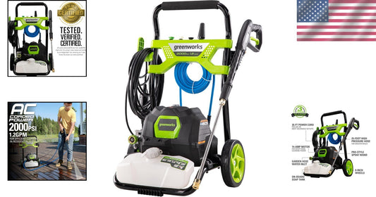 14 AMP 2000 PSI Pressure Washer with Push Button Start - Easy to Use & Effective