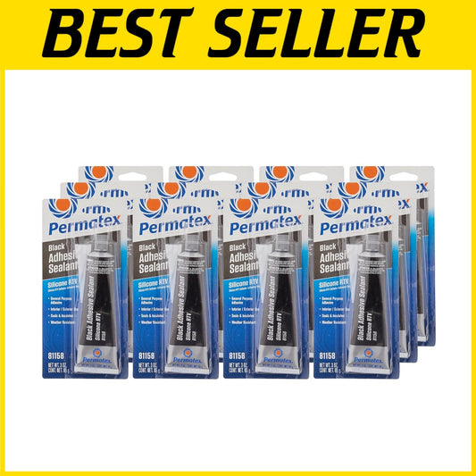 12-Pack of 3 oz Waterproof Black Silicone Adhesive Sealant - Versatile & Durable