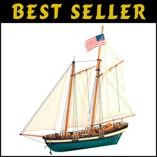 Virginia Schooner Model Crafting Kit - 1:41 Scale Wooden Ship with Display Base
