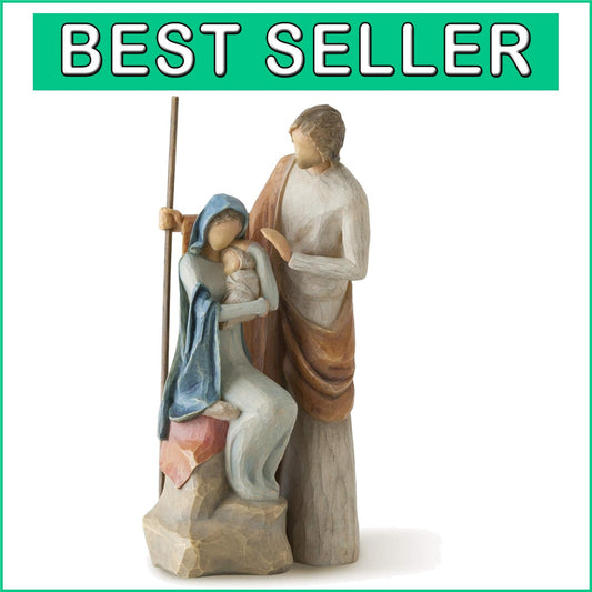 Intricately Carved Holy Family Display - Ideal for Smaller Nativity Collections