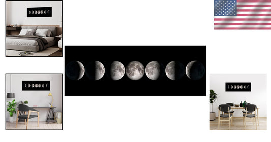 Sophisticated 20"x55" Moon Phases Canvas Artwork - Waterproof & Fade-Resistant