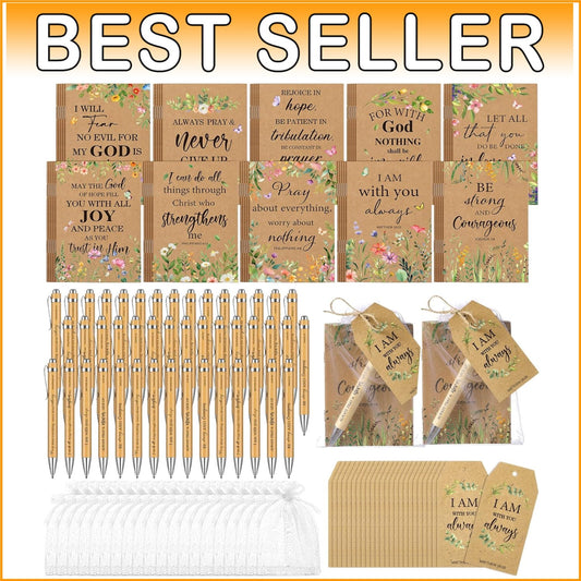 Versatile 200-Pcs Christian Gift Set - Notebooks, Pens & Tags in Floral Design