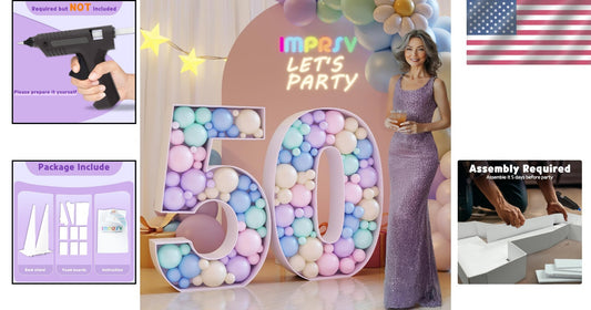 Durable Cube Balloon Mosaic Design for 50th Birthday & Anniversary Celebrations