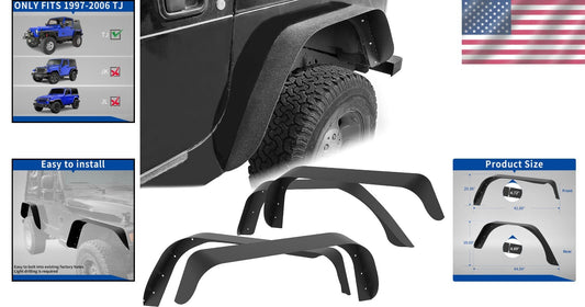 Heavy-Duty Steel Wheel Flares for 1997-2006 Jeep Wrangler TJ & LJ - Easy Install