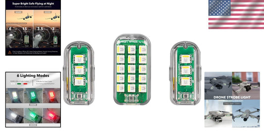 Adhesive Mounted Drone Strobe Lights - FAA Compliant, 3 Modes for Safe Night Use