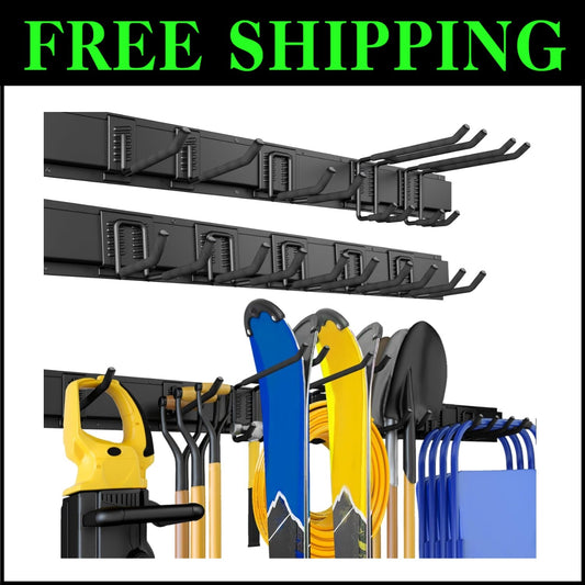 Durable Alloy Steel Wall-Mounted Tool Rack - Space-Saving 10 Hook Organizer