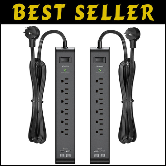 Versatile USB Charging Surge Protector Power Strip with 900 Joules Safety Rating