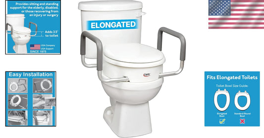 Easy Install Elevated Toilet Seat for Elongated Toilets - No Tools Required
