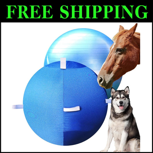 Durable Anti-Burst 25" Dog & Horse Soccer Ball with Safety Cover in Blue