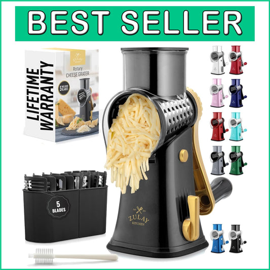 Dishwasher Safe 5-Blade Vegetable Chopper & Cheese Grater with Suction Base