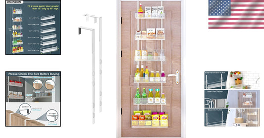 Large Capacity Wall Mounted Pantry Organizer: 6-Tier Storage Solution in White