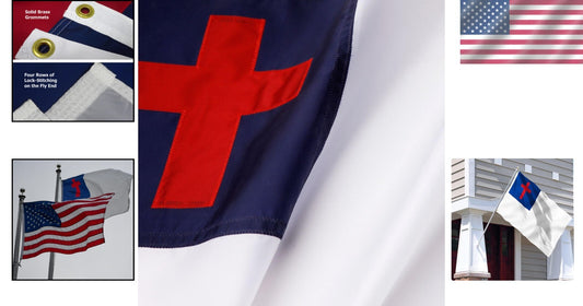 3x5 Christian Flag with Appliqued Cross - Durable SolarMax Nylon, All Weather