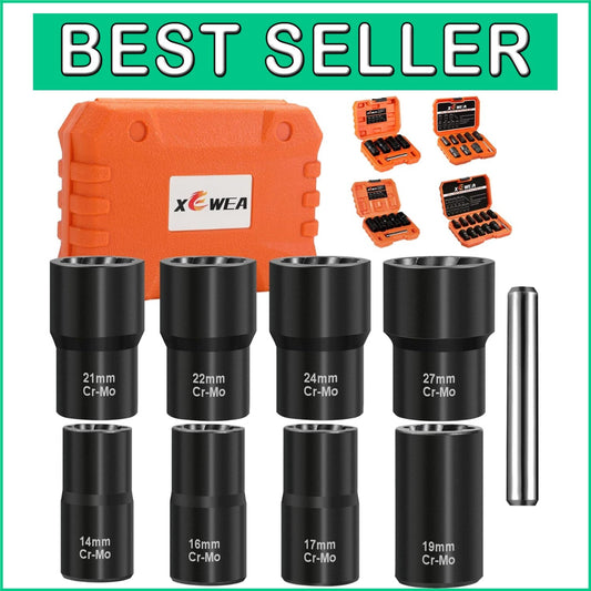 9PCS Professional Lug Nut Extractor Set - 1/2" Drive Bolt Removal Tool