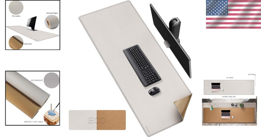 Eco-Friendly Dual-Sided Cork & Leather Desk Mat (63" x 23.6") – Vintage Style