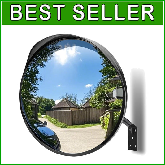 Acrylic 16'' Shatterproof Convex Mirror - Enhance Safety in Driveways & Parking