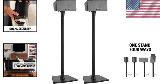 Audio-Enhancing Aluminum Stand for Sonos Speakers with Cable Management - Black